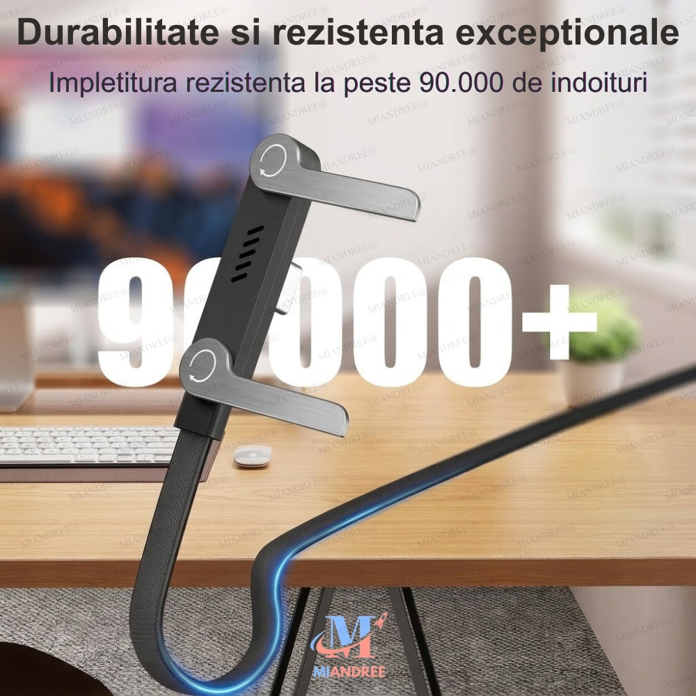 Cablu USB-C 240W MIANDREE® - Suport Pliabil Integrat, 1.5 m, Negru