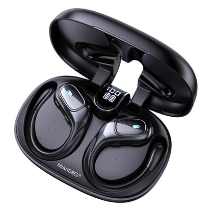 Casti Wireless Sport, MIANDREE® ActiveBuds, True Wireless, Bluetooth 5.3, In-Ear, Microfon Handsfree, Anulare Zgomot, Voice Assistant, Autonomie 40 Ore, Rezistente la Transpiratie, Afisaj LED, Negru