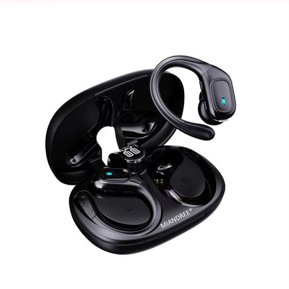 Casti Wireless Sport, MIANDREE® ActiveBuds, True Wireless, Bluetooth 5.3, In-Ear, Microfon Handsfree, Anulare Zgomot, Voice Assistant, Autonomie 40 Ore, Rezistente la Transpiratie, Afisaj LED, Negru