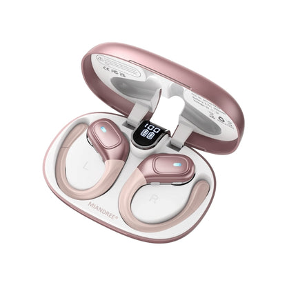 Casti Wireless Sport, MIANDREE® ActiveBuds, True Wireless, Bluetooth 5.3, In-Ear, Microfon Handsfree, Anulare Zgomot, Voice Assistant, Autonomie 40 Ore, Rezistente la Transpiratie, Afisaj LED, Roz