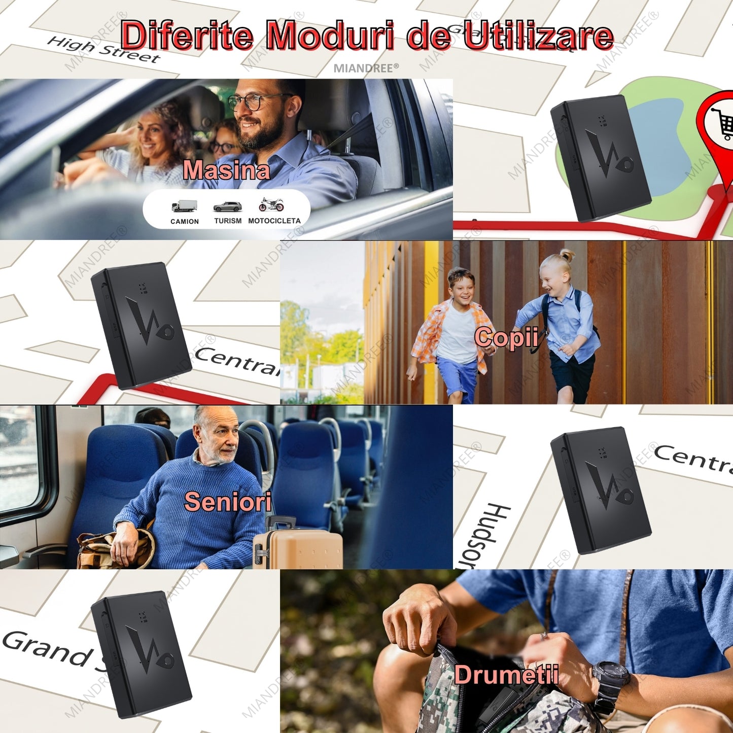 Mini Tracker GPS 4G LTE, Q10A, MIANDREE®, Portabil, Control de la Distanta, Monitorizare in Timp Real, Istoric Date, Ideal pentru Urmarire Discreta, Fixare Magnetica, Baterie 6000mAh Reincarcabila (15 ore live, 45 zile standby), Negru