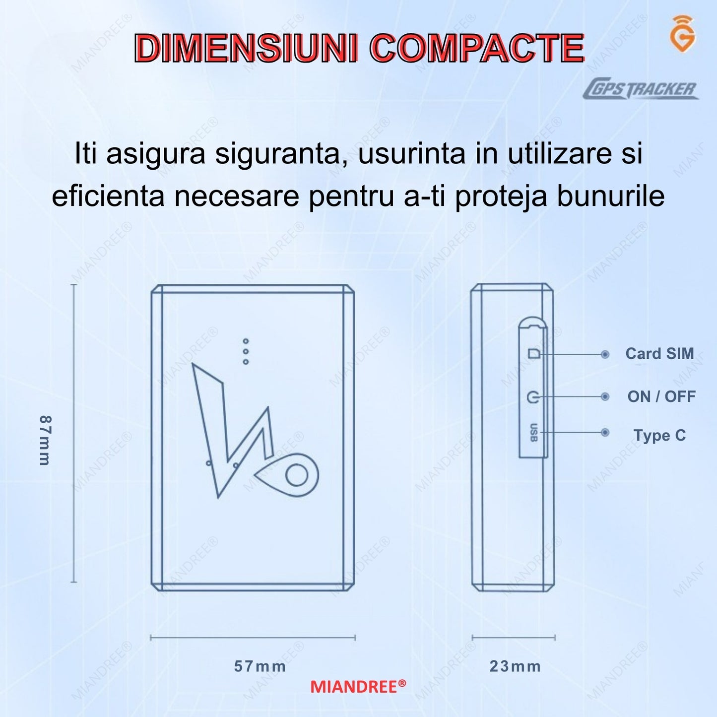 Mini Tracker GPS 4G LTE, Q10A, MIANDREE®, Portabil, Control de la Distanta, Monitorizare in Timp Real, Istoric Date, Ideal pentru Urmarire Discreta, Fixare Magnetica, Baterie 6000mAh Reincarcabila (15 ore live, 45 zile standby), Negru