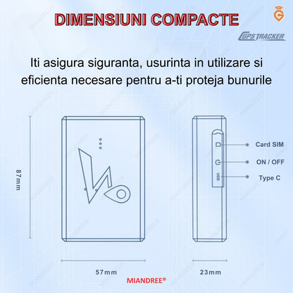 Mini Tracker GPS 4G LTE, Q10A, MIANDREE®, Portabil, Control de la Distanta, Monitorizare in Timp Real, Istoric Date, Ideal pentru Urmarire Discreta, Fixare Magnetica, Baterie 6000mAh Reincarcabila (15 ore live, 45 zile standby), Negru