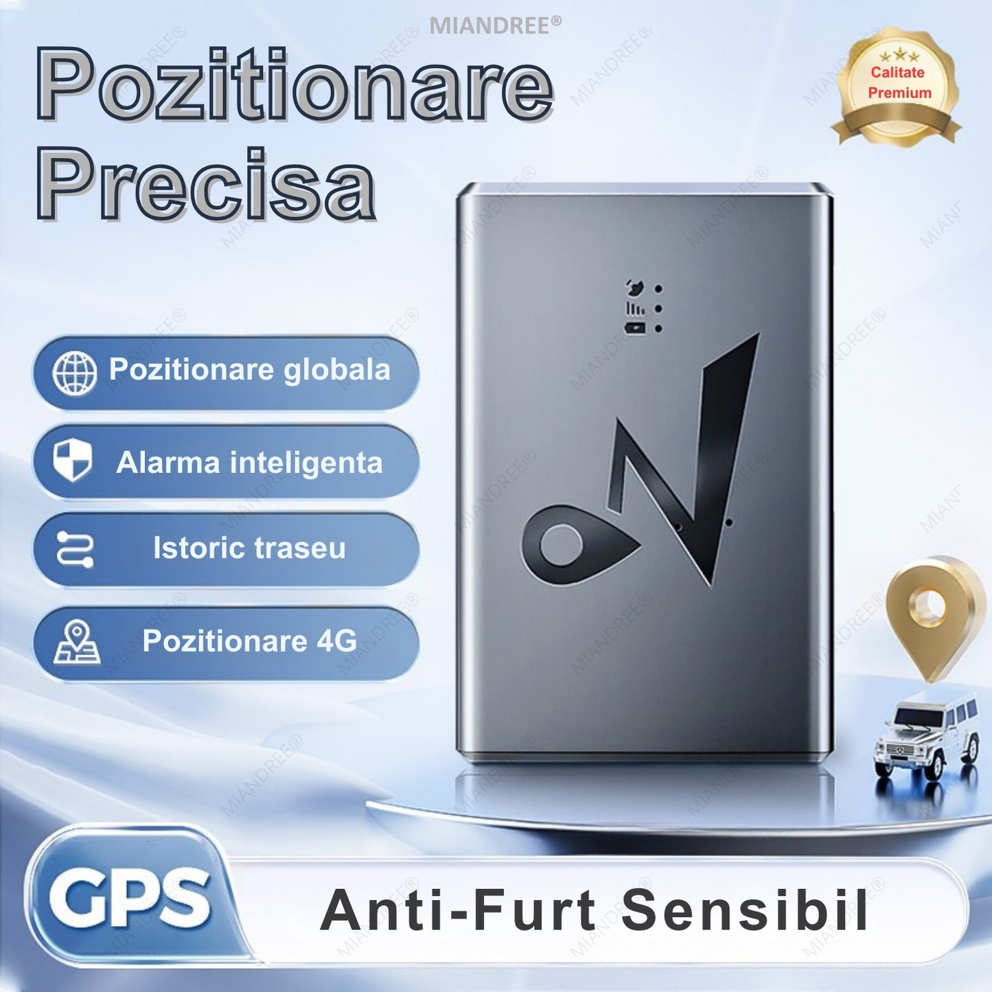 Mini Tracker GPS 4G LTE, Q10A, MIANDREE®, Portabil, Control de la Distanta, Monitorizare in Timp Real, Istoric Date, Ideal pentru Urmarire Discreta, Fixare Magnetica, Baterie 6000mAh Reincarcabila (15 ore live, 45 zile standby), Negru