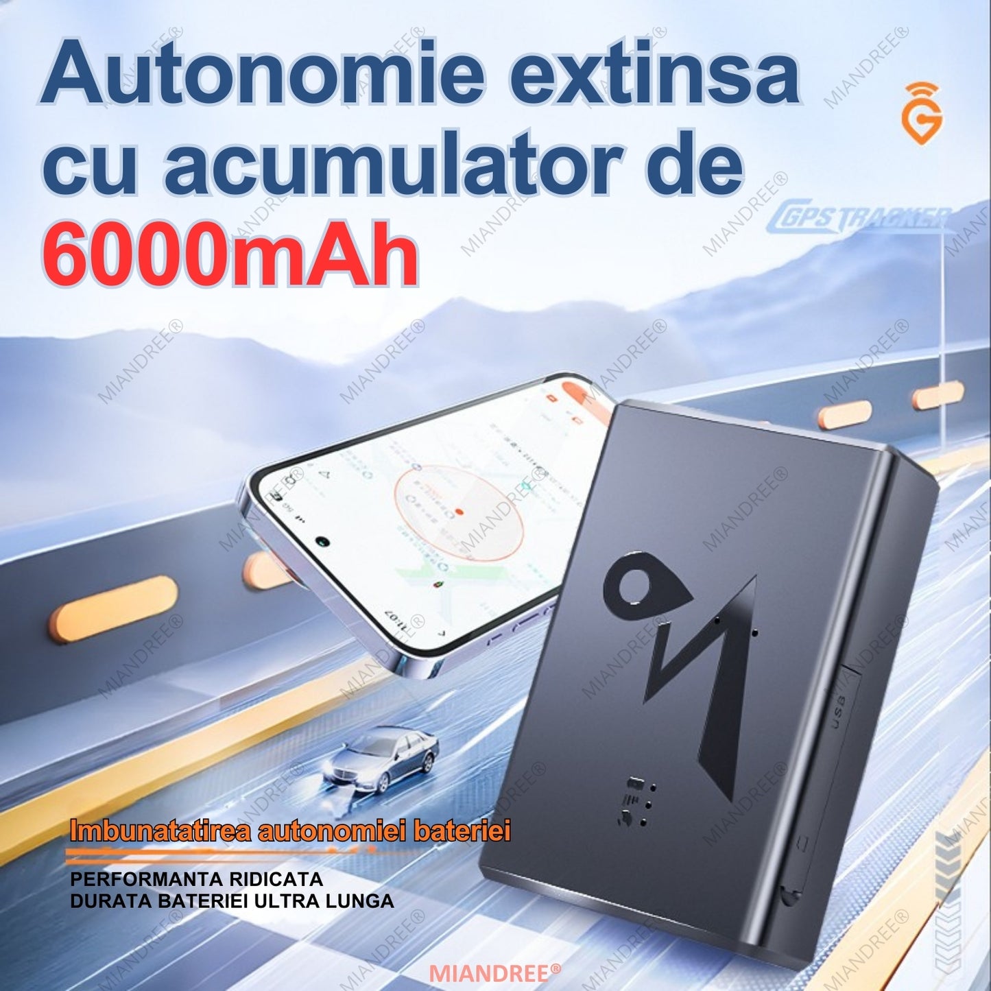 Mini Tracker GPS 4G LTE, Q10A, MIANDREE®, Portabil, Control de la Distanta, Monitorizare in Timp Real, Istoric Date, Ideal pentru Urmarire Discreta, Fixare Magnetica, Baterie 6000mAh Reincarcabila (15 ore live, 45 zile standby), Negru