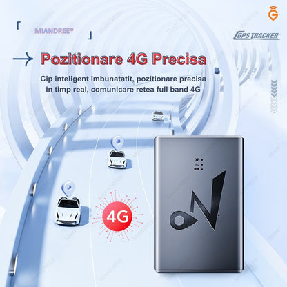 Mini Tracker GPS 4G LTE, Q10A, MIANDREE®, Portabil, Control de la Distanta, Monitorizare in Timp Real, Istoric Date, Ideal pentru Urmarire Discreta, Fixare Magnetica, Baterie 6000mAh Reincarcabila (15 ore live, 45 zile standby), Negru