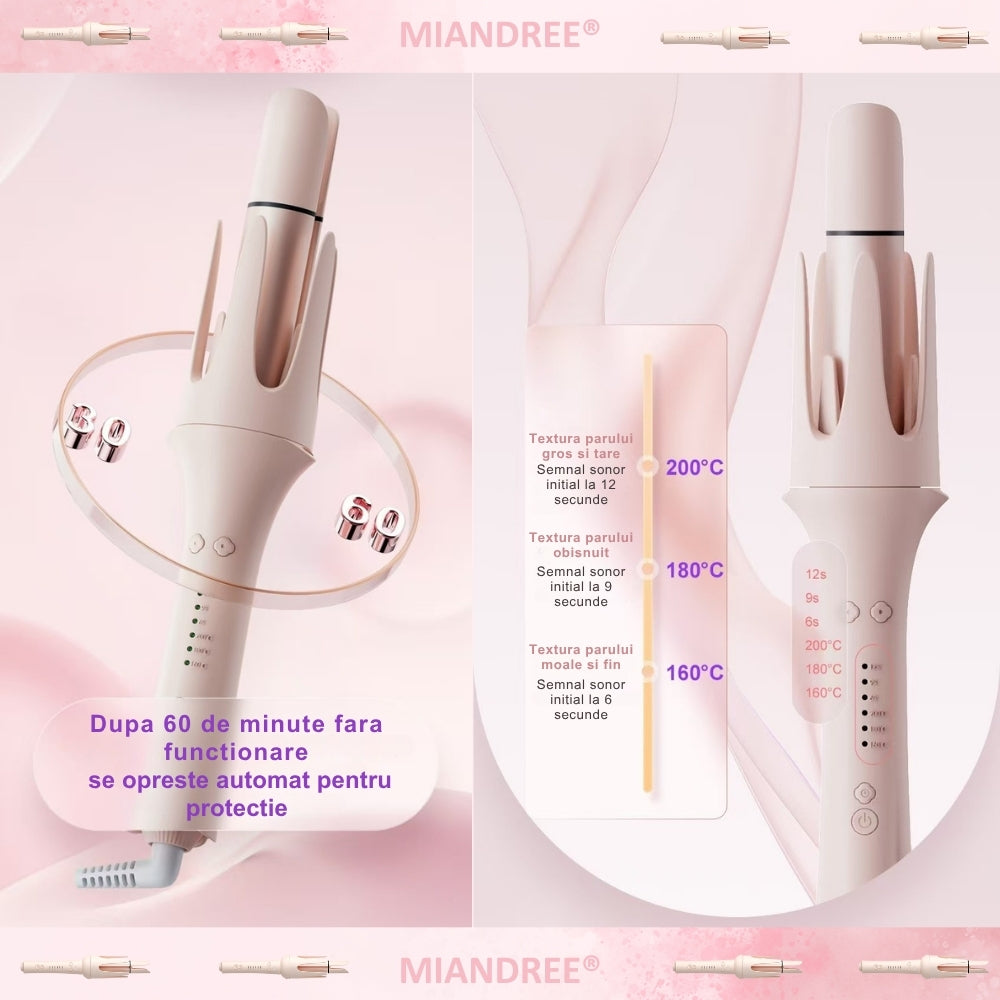 Ondulator Automat MIANDREE 7 in 1 | Ceramic, 3 Trepte Temperatura & Timer Inteligent