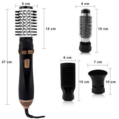 Perie Rotativa 360° cu Aer Cald 4 in 1 | Uscator si Stilizator Ionic, 1200W