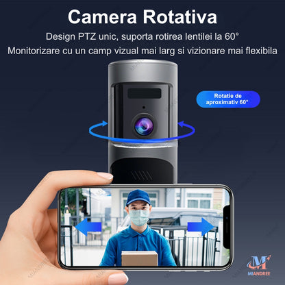 Sonerie Video Inteligenta pentru Usa/Poarta Wi-Fi MIANDREE, 1080P HD, Autonomie 90 de zile, Audio Bidirectional, Camera HD, Aplicatie Telefon & Senzor Miscare