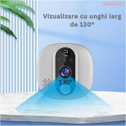 Vizor Electronic Inteligent Wi-Fi, MIANDREE®, Camera 1080P HD, Ecran LCD 4.3 Inch, Senzor Miscare, Audio Bidirectional, Vizualizare Nocturna, Aplicatie Telefon Android/iOS, Baterie Reincarcabila 5000mAh, Instalare Usoara, Supraveghere Sigura, Argintiu