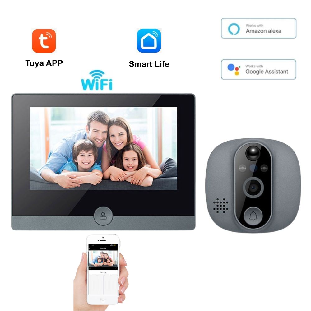 Vizor Electronic Inteligent Wi-Fi MIANDREE 1080P Full HD Gri Inchis