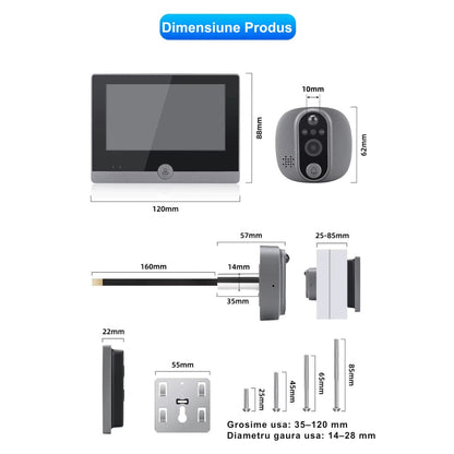 Vizor Electronic Inteligent Wi-Fi MIANDREE 1080P Full HD Gri Inchis