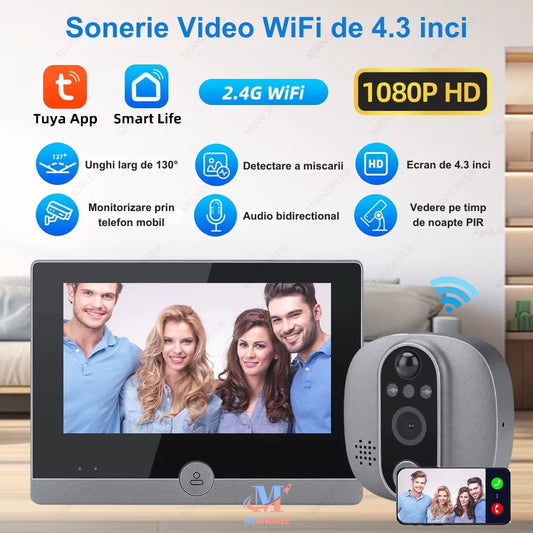 Vizor Electronic Inteligent Wi-Fi MIANDREE 1080P Full HD Gri Inchis